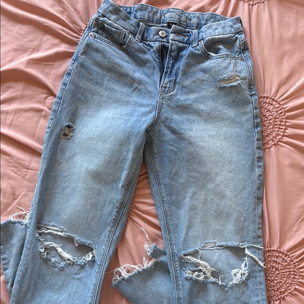 Women's Distressed Blue Jeans